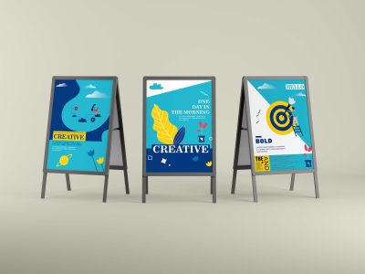 三个展架海报样机效果图