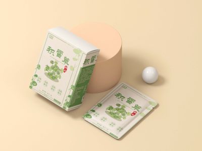 积雪草绿色小清新简约修护保湿消炎面膜包装盒