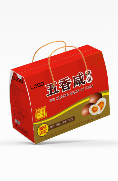 大红五香咸土鸡蛋包装盒日用品包装设计