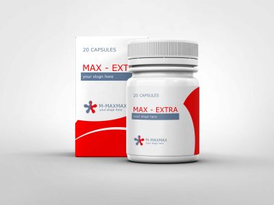 简约红色药品包装样机效果图