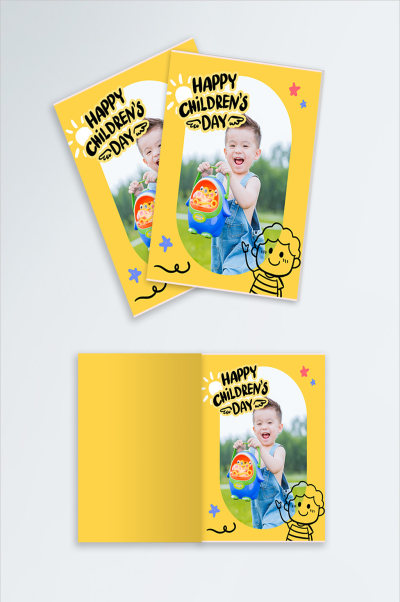 六一儿童节自拍写真黄色可爱涂鸦风小红书