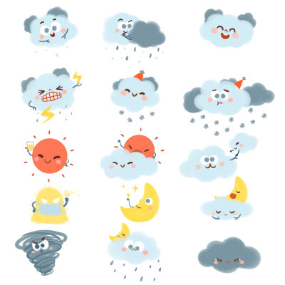 卡通天气预报标志牌