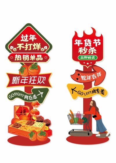 年货节春节年货大促指示牌
