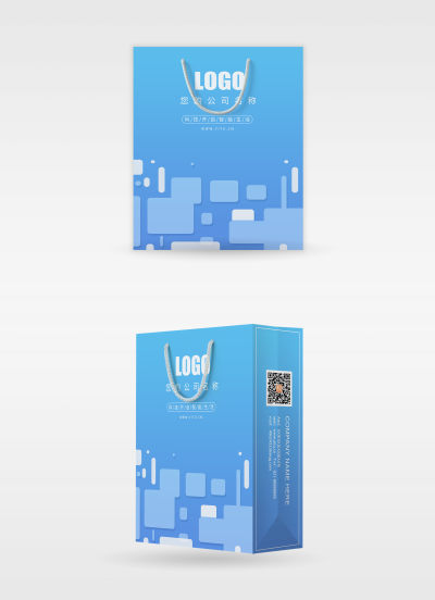 蓝色简约网络科技公司商业手提袋