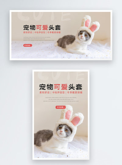 宠物用品可爱头套电商海报