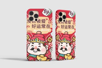 红色财神爷手机壳设计