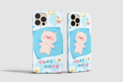 清爽可爱爱睡觉小猪插画手机壳设计