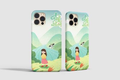 清新小女孩插画风手机壳设计