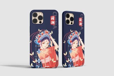 国潮京剧少女手机壳设计