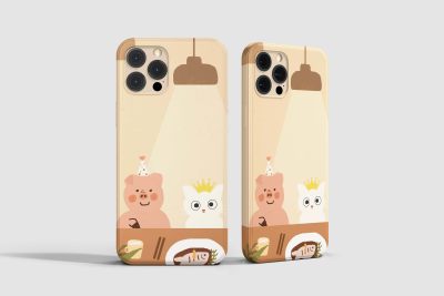 原创手绘猪咪手机壳设计