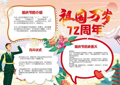 祖国万岁72周年手抄报