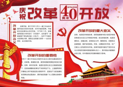 改革开放40年手抄报