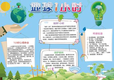 蓝色地球一小时手抄报