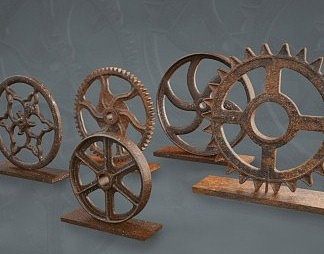 工业LOFT摆件组合3D模型下载