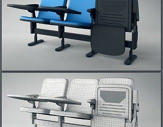 现代排椅3D模型下载