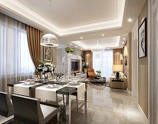 现代餐厅3D模型下载