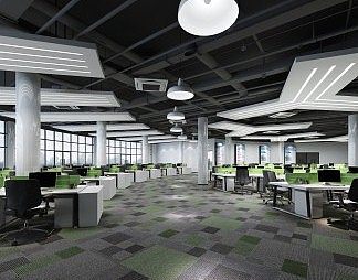 现代公共办公区3D模型下载