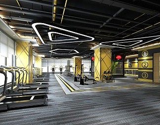 工业LOFT健身房3D模型下载