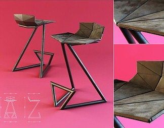 现代吧椅3D模型下载
