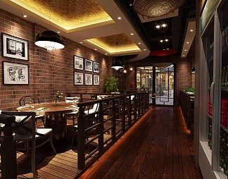 工业LOFT餐厅3D模型下载