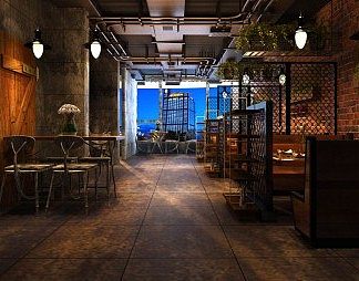 工业LOFT火锅店3D模型下载