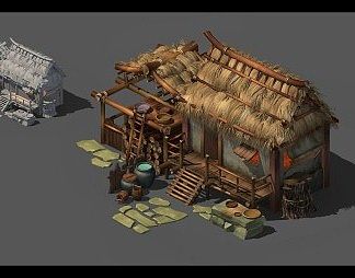 新中式卡通建筑3D模型下载