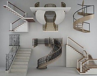 简欧旋转楼梯3D模型下载