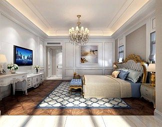 欧式卧室3D模型下载