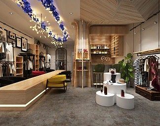 工业LOFT服装店3D模型下载