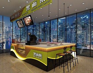 工业LOFT奶茶店3D模型下载