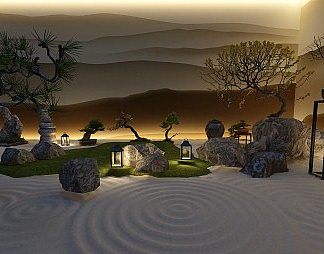 新中式盆景3D模型下载