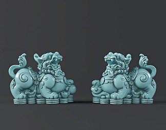 中式雕像3D模型下载