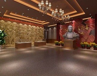 新中式展厅3D模型下载