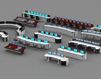 现代办公桌椅3D模型下载