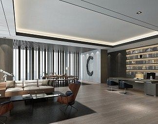 现代办公室3D模型下载