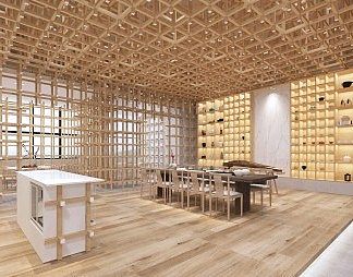 新中式茶室3D模型下载