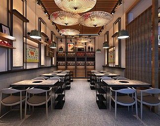 工业LOFT火锅店3D模型下载