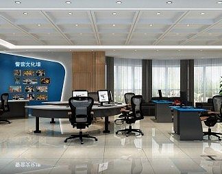 现代监控室3D模型下载