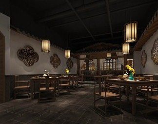 新中式餐厅3D模型下载