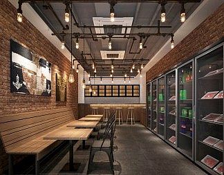 工业LOFT餐厅3D模型下载