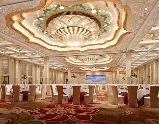 欧式宴会厅3D模型下载