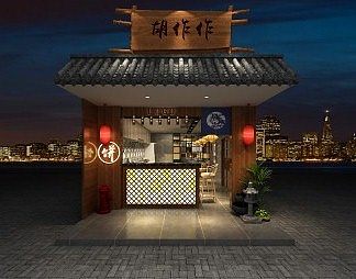 中式门头3D模型下载