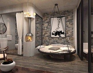 工业LOFT客房3D模型下载