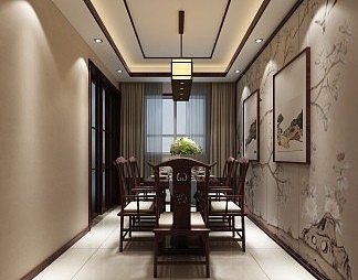 新中式餐厅3D模型下载