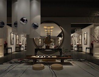 新中式展厅3D模型下载