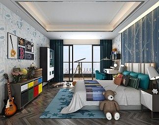 现代儿童房3D模型下载