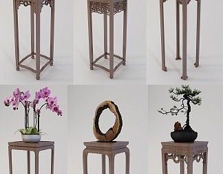 中式花几3D模型下载