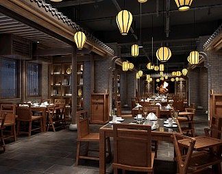中式餐厅3D模型下载