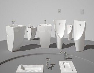 现代蹲便器3D模型下载