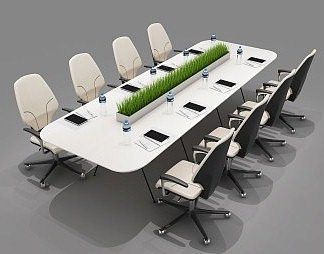 现代会议桌椅3D模型下载
